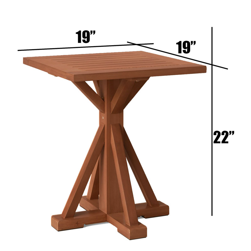Gracie Oaks Morie Wood Patio Side Table Portable Outdoor For Backyard